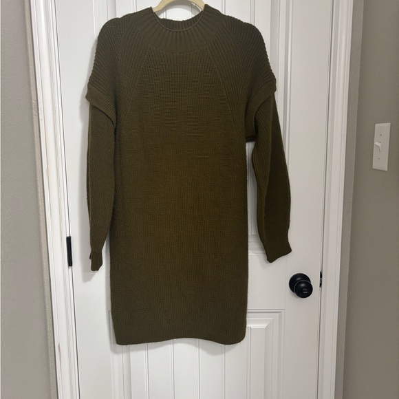 Mango Olive Green Sweater Dress - Picture 2 of 3